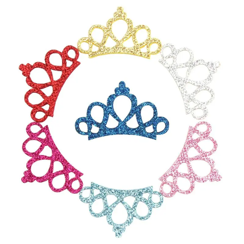 25pcs/lot 2024 New Fashion 45mm Glitter Felt Crown for Kids and Children DIY Headband Hair Bowknot Girls Boutique Hair Accessori