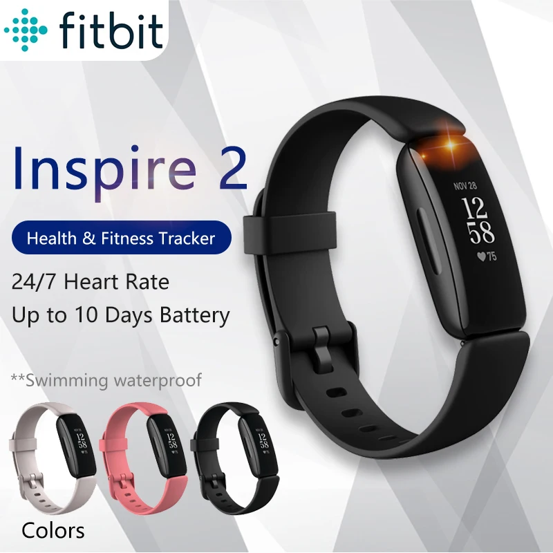 Original New Fitbit Inspire 2 Fitness Tracker Health Heart Rate/sleep Monitor Waterproof Sports Bracelet Smart Band For IOS