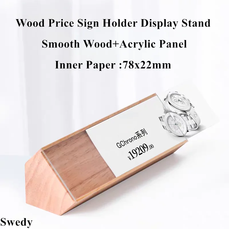78x22mm Small Acrylic Sign Holder Display Stand Table Number Label Holder Ticket Card Menu Price Label Paper Tags