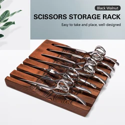 Scissors Display Tray Rack Wooden 7 Card Slots Comb Desktop Box Hairdressing Organizer Stand Tool