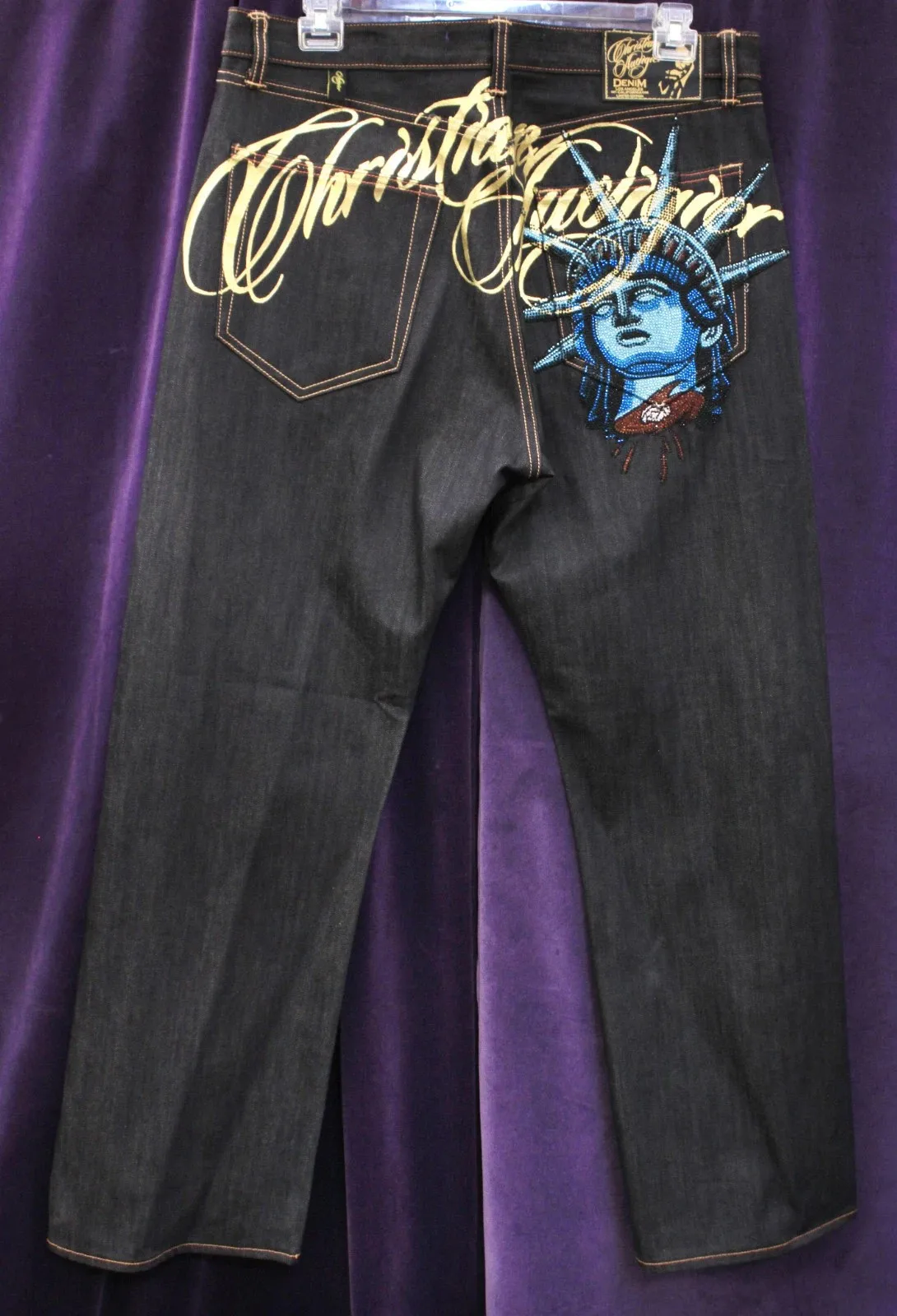 

Y2k Statue of liberty Shining Diamonds Jeans Casual Denim Pants Straight Wide Leg Jeans Harajuku Vintage 2000s Women Clothing