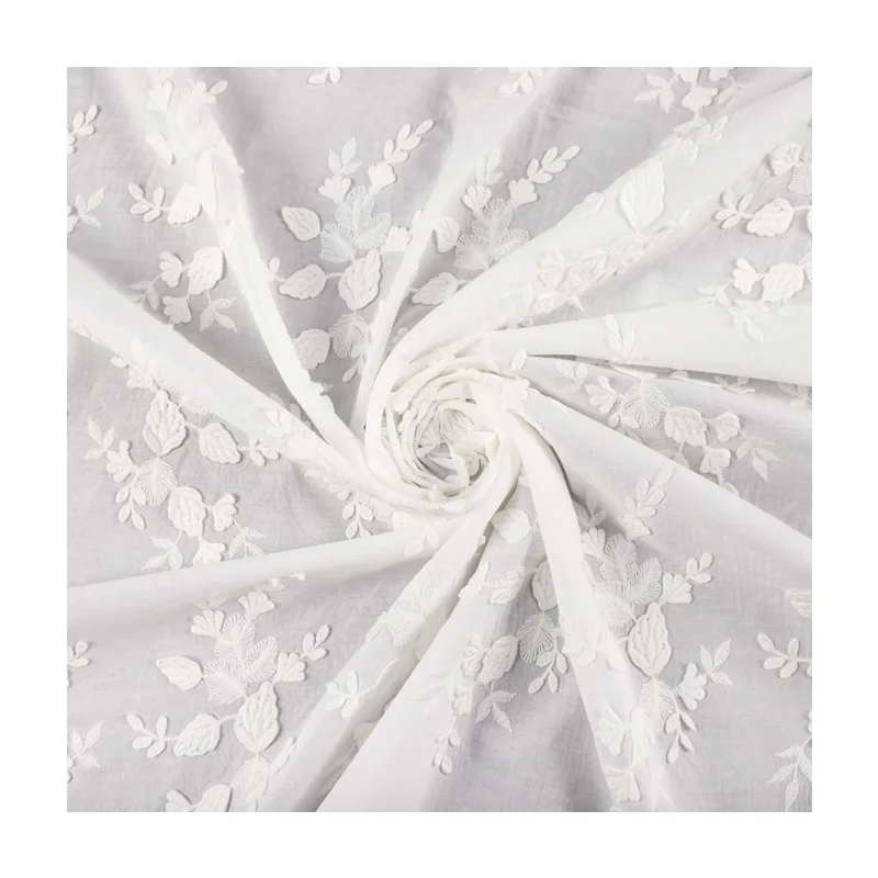 Cotton 3D Embroidered Fabric Spring Summer Women's Dress Cheongsam Shirt Handmade Sewing Fabric