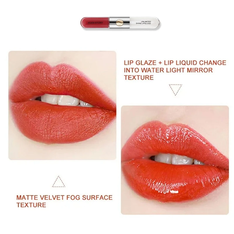 Rouge à lèvres hydratant transparent à double tête, effet miroir, non rouge, toucher rétro, longue durée