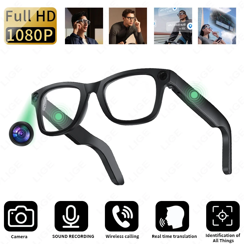 

WIFI Smart Glasses 8 Million Pixels Debounce Recording Videos AI Photo Recognition Answer Translation 300mAh Bluetooth Glasses