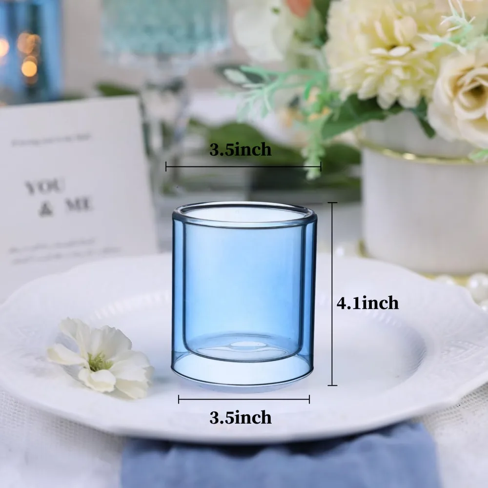 Clear Glass Cup Votive Candles Cup Holder for DIY Candles Aromatherapy Making Birthday Party Wedding Christmas Decorations