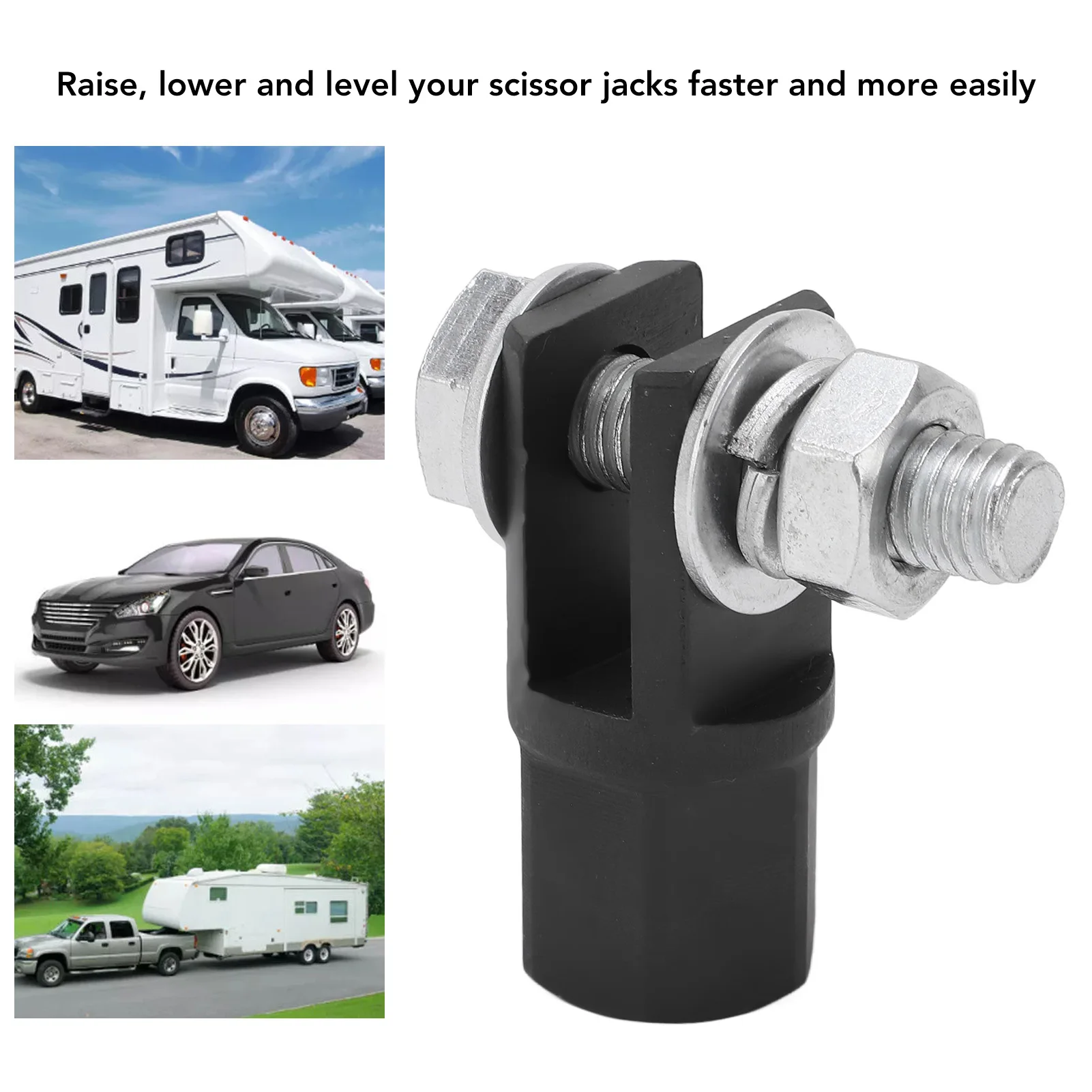 

Адаптер ножничного домкрата, высокая прочность для использования с приводной ключом 1/2 дюйма, адаптер выравнивающего домкрата для автомобильного прицепа RV