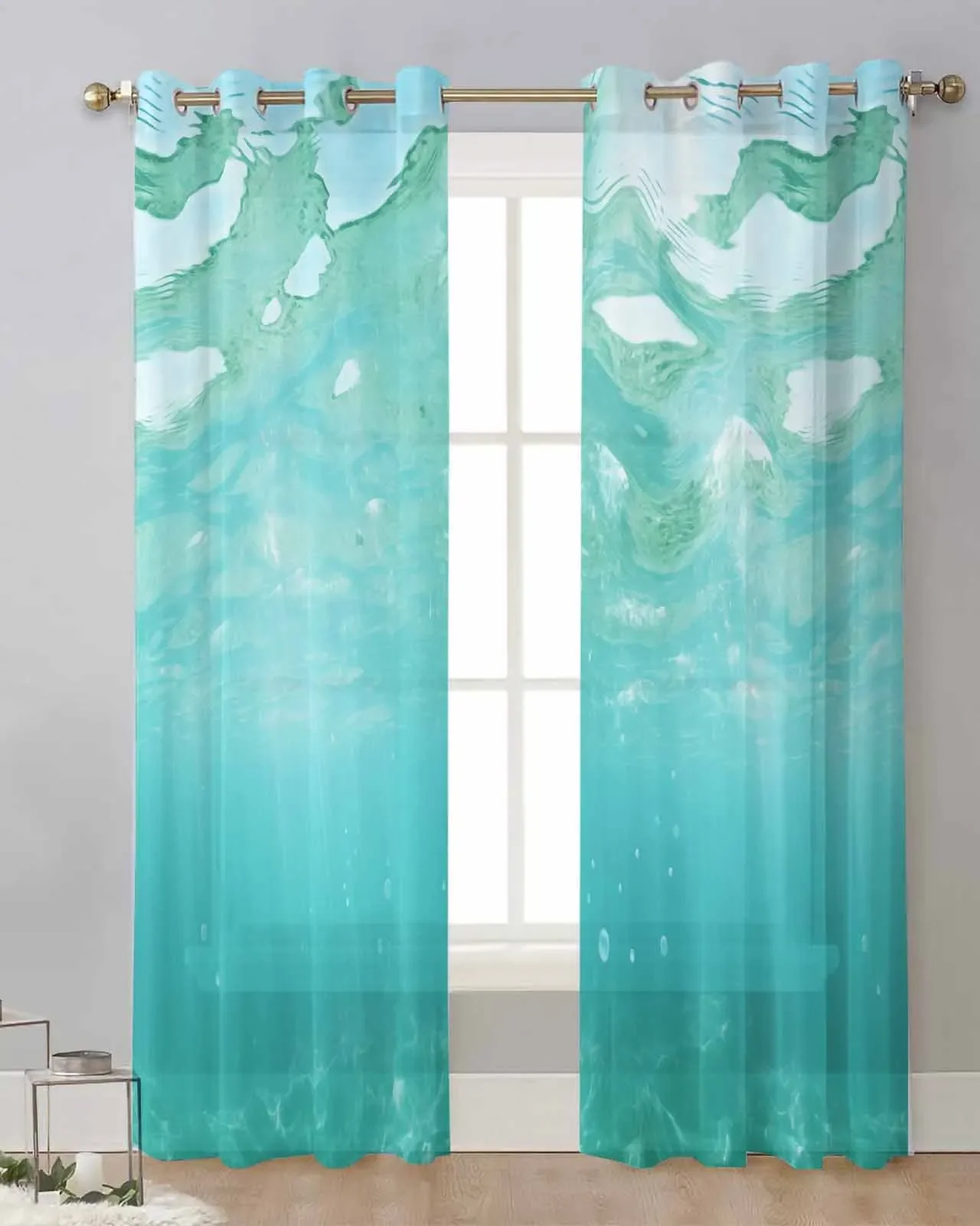 Ocean Luxury Living Room Curtains for the Home Sunshine Seawater Curtain Cheap Things With Free Shipping for Home Bedrooms Cover