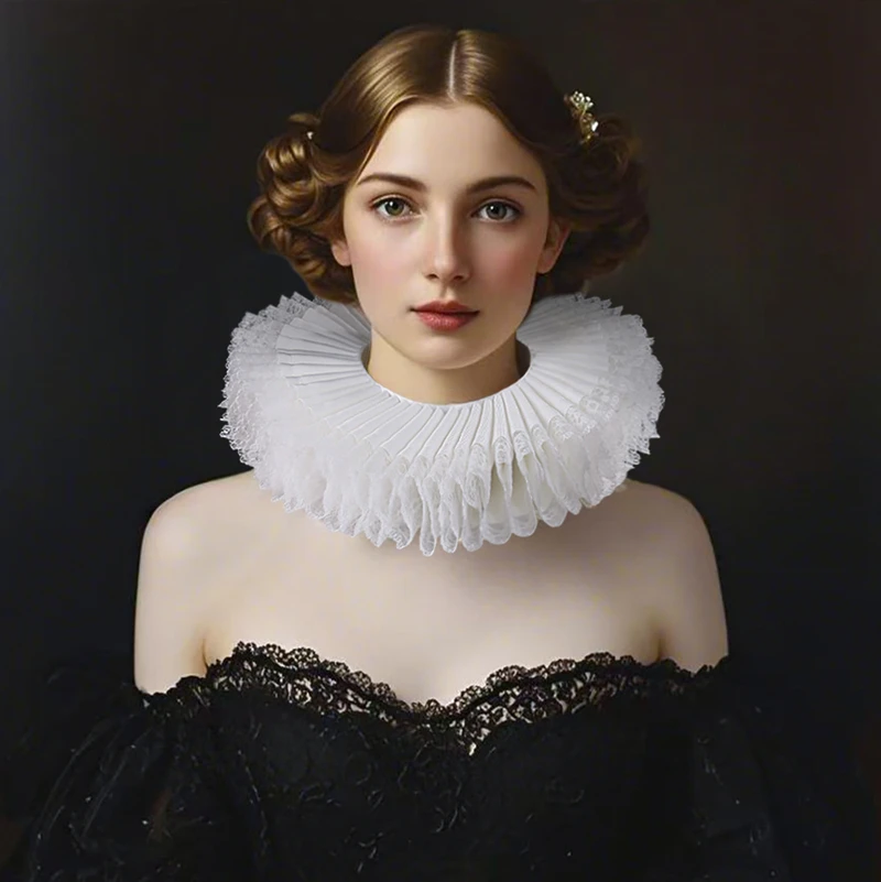 Neck Ruff Detachable Exaggerated Fake Collar Opera Performance Costume Renaissance Ruffle Lace Queen Neck Collars