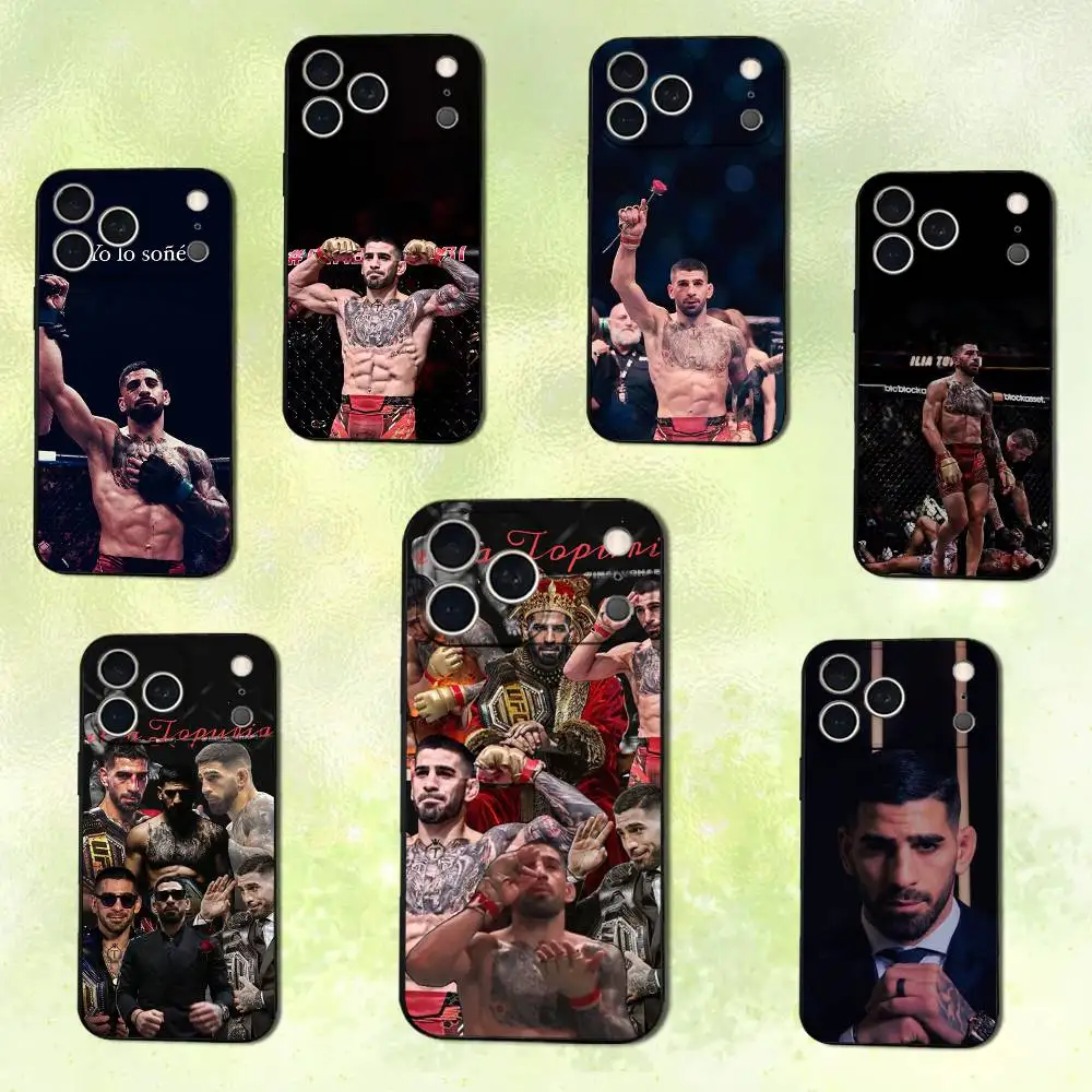 

I-Ilia Powerful T-Topuria Phone Case For iPhone 14,13,17,12,11,16,15,Plus,Pro Max,XS,X,XR,SE,Mini,Soft Silicone Black Cover