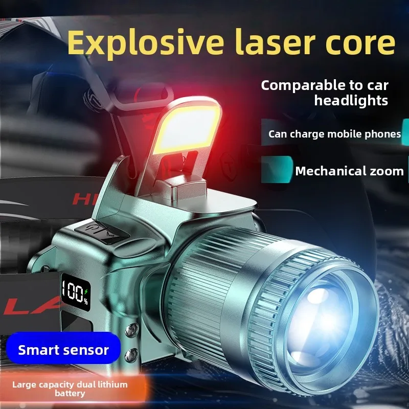 Super Bright Long-Lasting Fishing Headlamp with Sensor for Night Fishing Durable Head-Mounted Outdoor Mining Light