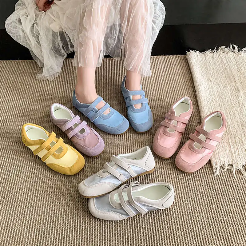 Damen-Mary-Jane-Flats mit doppeltem Riemen, Retro-Sneakers aus Satin mit Patchwork und runder Zehenpartie, weiche, süße, lässige Alltags-Flats für Frühling und Herbst – Detail 3