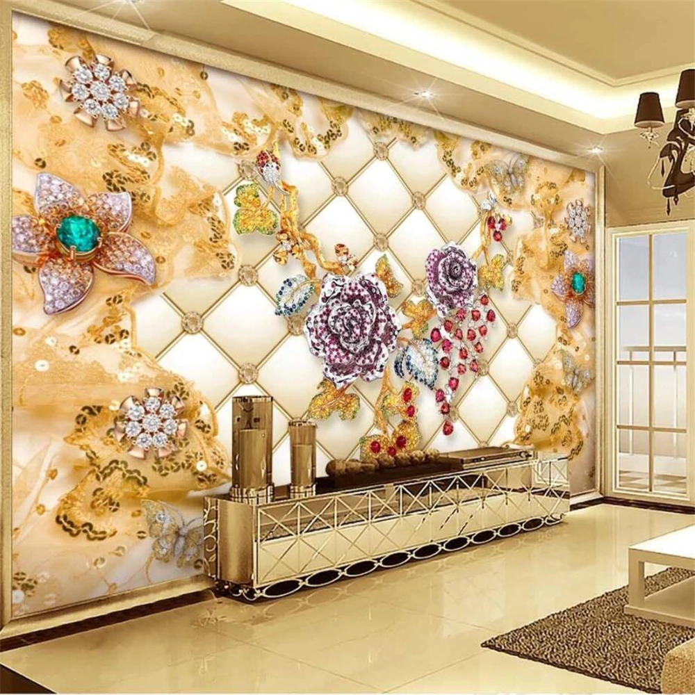 

Custom Soft package luxury gold diamond Wall paper 3D photo Wallpaper Background Mural Living Room Large Painting Home Decor