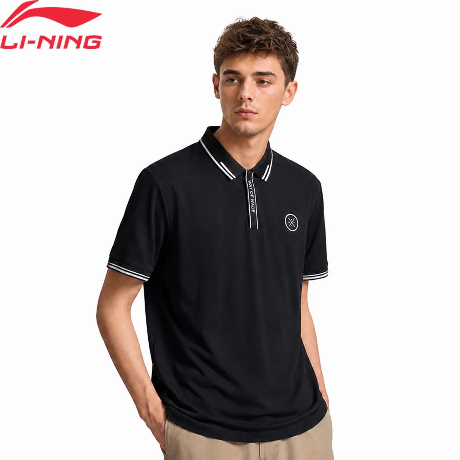Li-Ning Men's Wade Polo shirt LN COOL Sun Protection 69%Cotton 31%Polyestr Breathable LiNing Basketball Culture Tee APLW285
