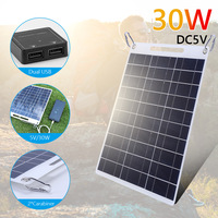 30W Solar Plate 5V Waterproof Solar Panel Portable Dual USB Solar Battery Charger Outdoor Camping Solar Cells Charging