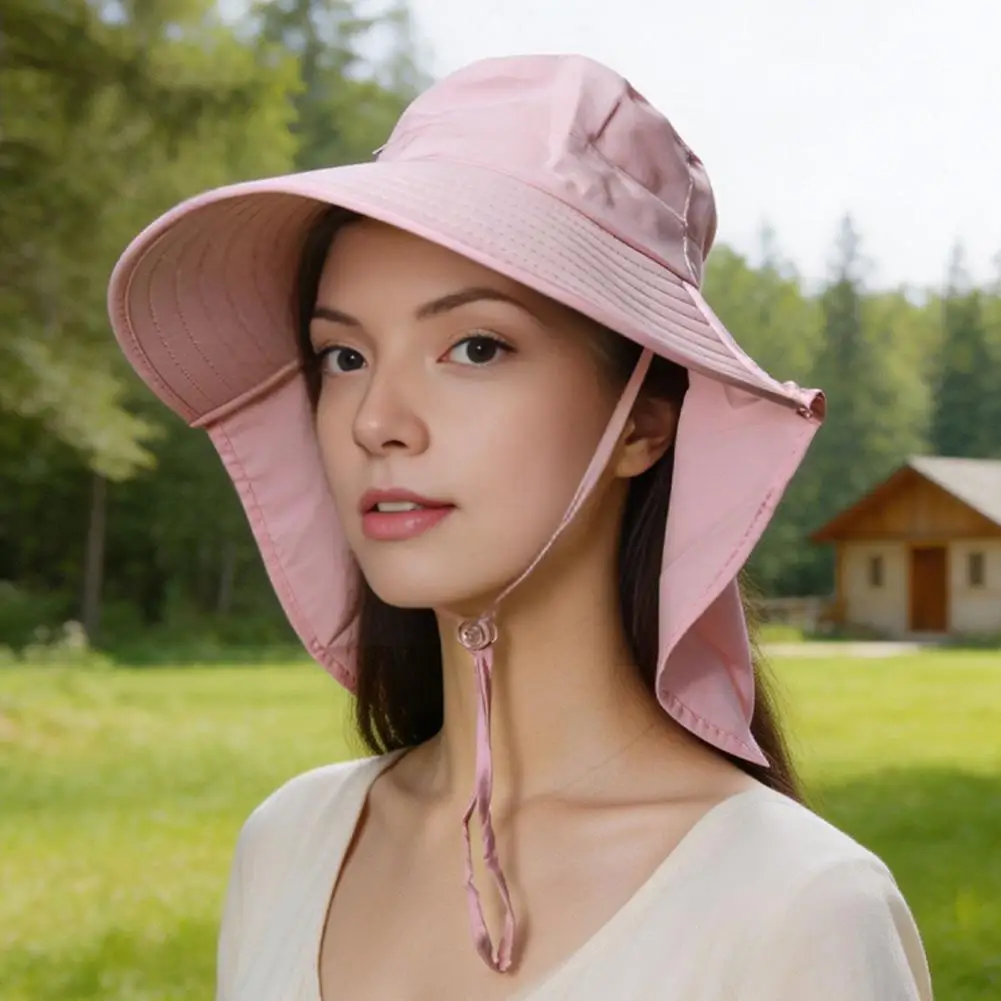 Breathable Uv Protection Hat Women Sun Hat with Neck Flap Wide Brim Packable Beach Hat Uv Protection for Hiking for Travel