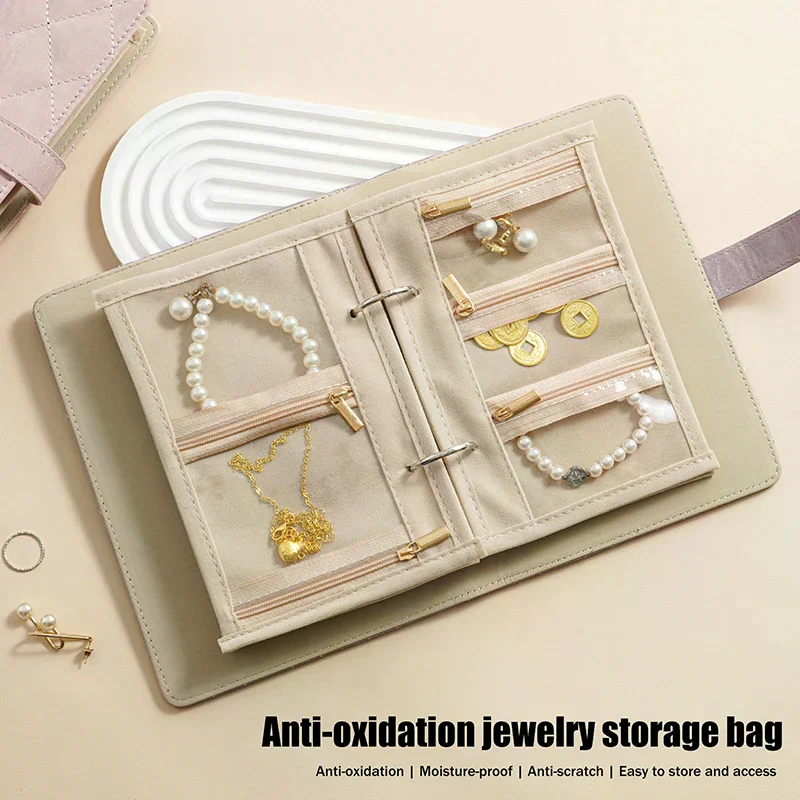 Travel Jewelry Case,Jewelry Organizer Box With Clear Zipper Velvet Jewelry Pouch Bag, PU Leather Jewelry Case,Gift For Women 1PC