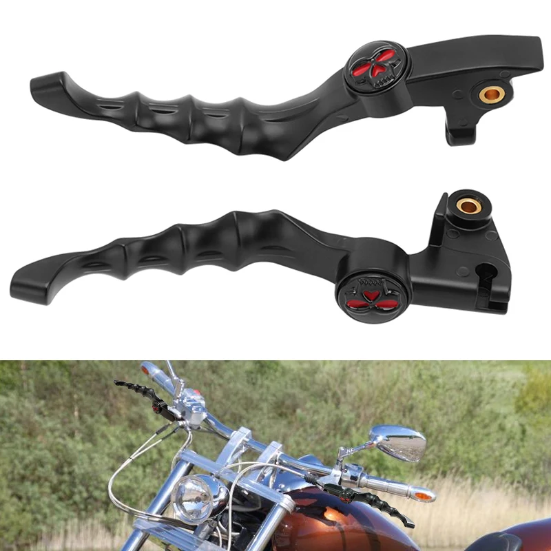 Motorcycle Black Skull Hand Brake Clutch Levers Left Right Side For Yamaha VStar Drag Star XVS 400/650 XVS 1100 1999-2009 96/16