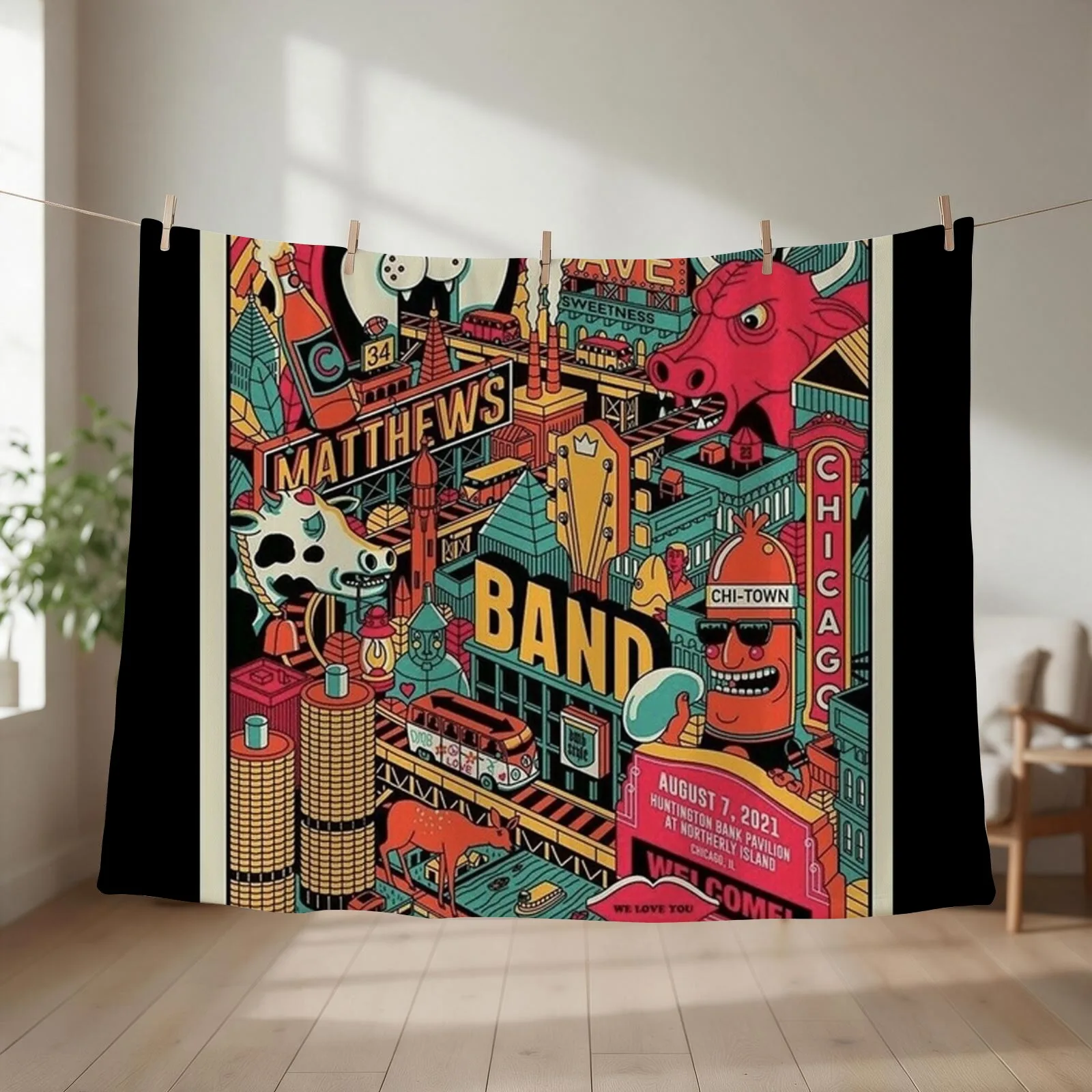 Fly me to the Chicago - trending Throw Blanket Picnic Summer Flannels Decorative Sofas Blankets