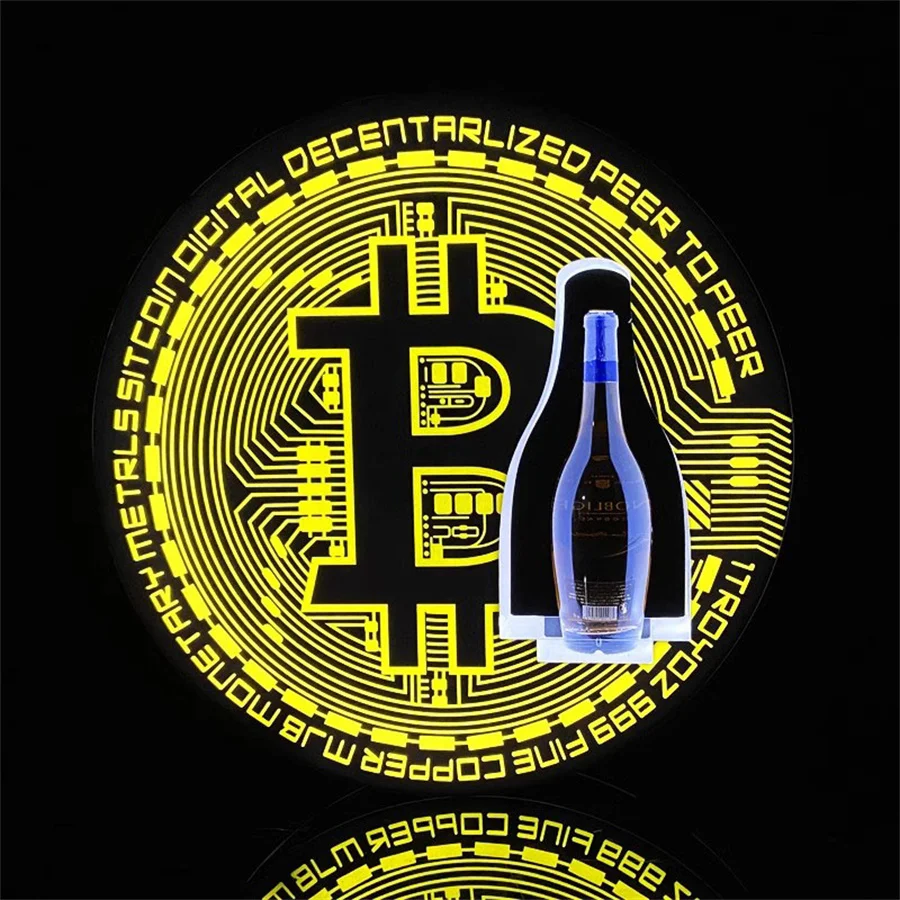 

Bitcoin Shape Night club Bar Lounge Champagne Display Rack VIP bottle presenter led service bottle presenter bottle glorifier