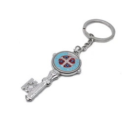 Vintage Enamel St. Benedict Key Chain Long Catholic Religious Jewelry For Men Women