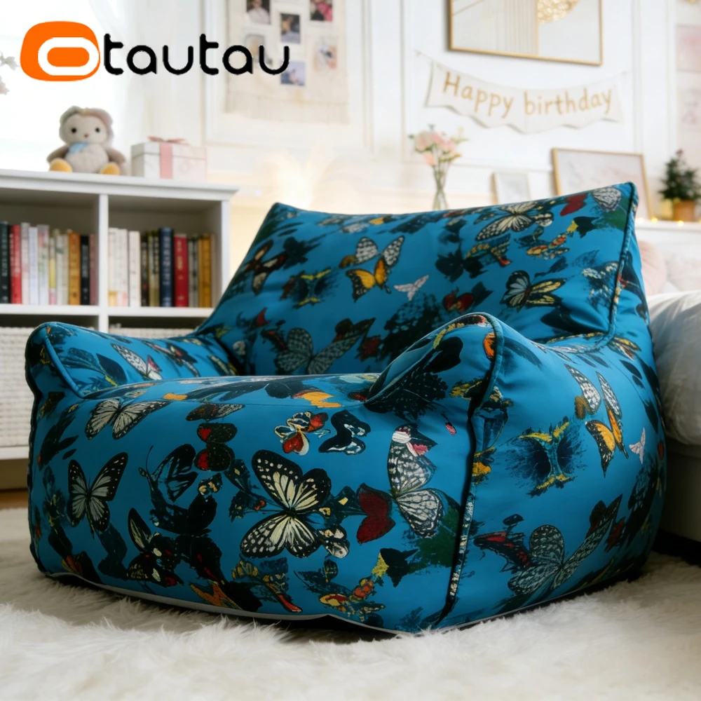 

Чехол для кресла-мешка с дизайном бабочки OTAUTAU, угловой чехол для кресла-мешка SF566【Наполнитель не входит в комплект! Пожалуйста, приобретите наполнитель самостоятельно!】