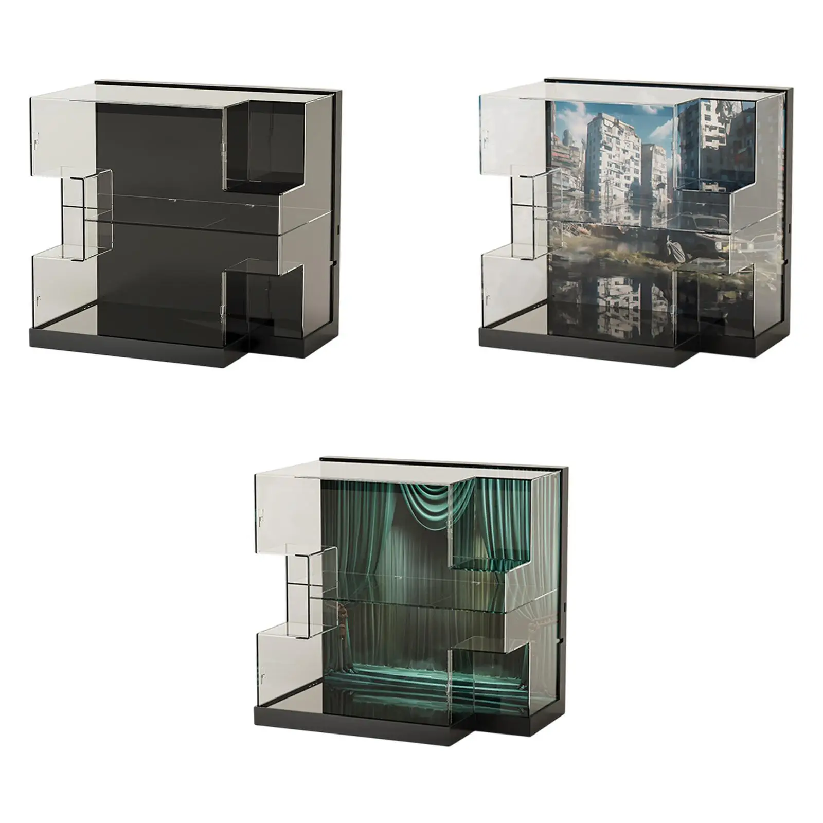 Caja de exhibición transparente para almacenamiento de figuras, gabinete de exhibición que ahorra espacio, escala para coche