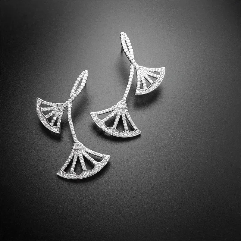 Sterling silver micro-inlaid interlocking scalloped earrings