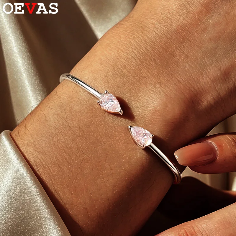 OEVAS 2cttw D Color Water Drop Moissanite Bracelet For Women 925 Sterling Silver Plated 18k Gold Wedding Party Fine Jewelry