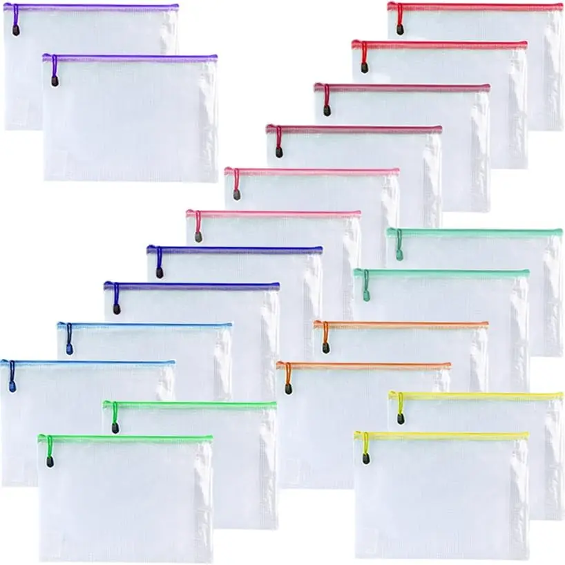 

Mesh Zipper Pouch Bags 20 Pack, 4x6 Inches Waterproof File Bags for Office School Supplies, Board Games Puzzle Storage