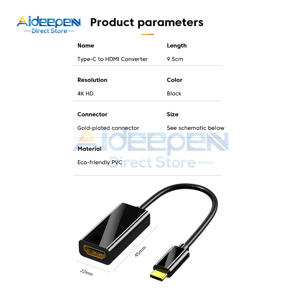 Adattatore 4K tipo C a HDMI Cavo convertitore HDTV HUB USB 3.1 per iPhone 15 Convertitore TV per PC MacBook iPad Samsung Laptop