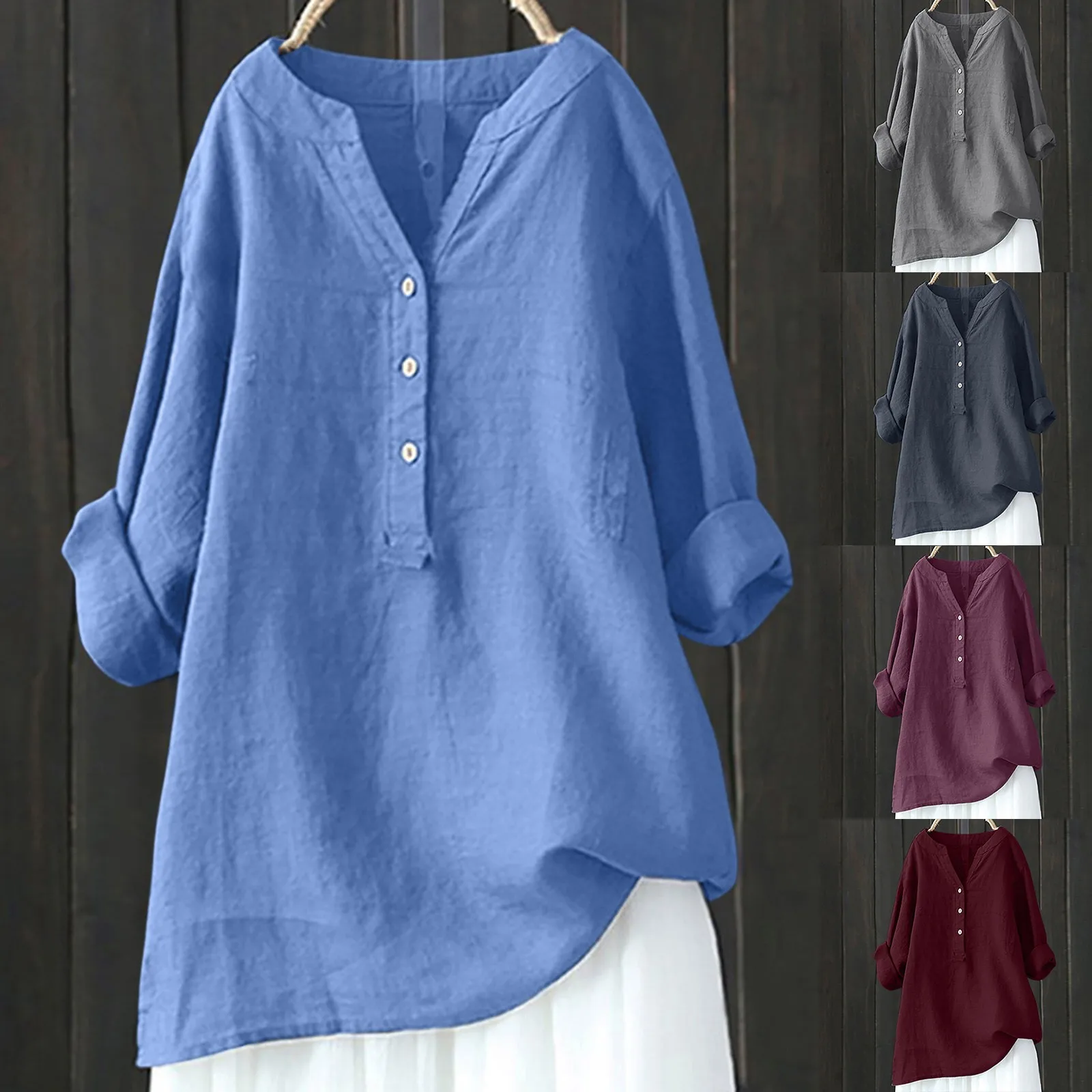 Plus Size 5XL Casual Loose Cotton Linen Women Shirts Spring Long Sleeved Oversize Blouse Buttons Lady Tops Blouses Tunics Blusas