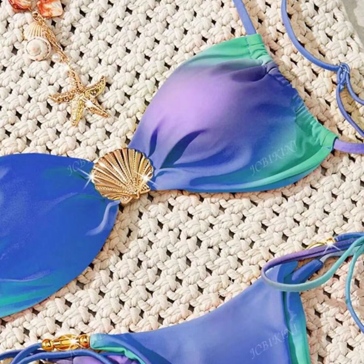 2025 Push Up Bandeau Micro Bikini Set Women's Solid Color Tie-Front Two Piece Small Chest Swimwear Summer Holiday Beach Clothes