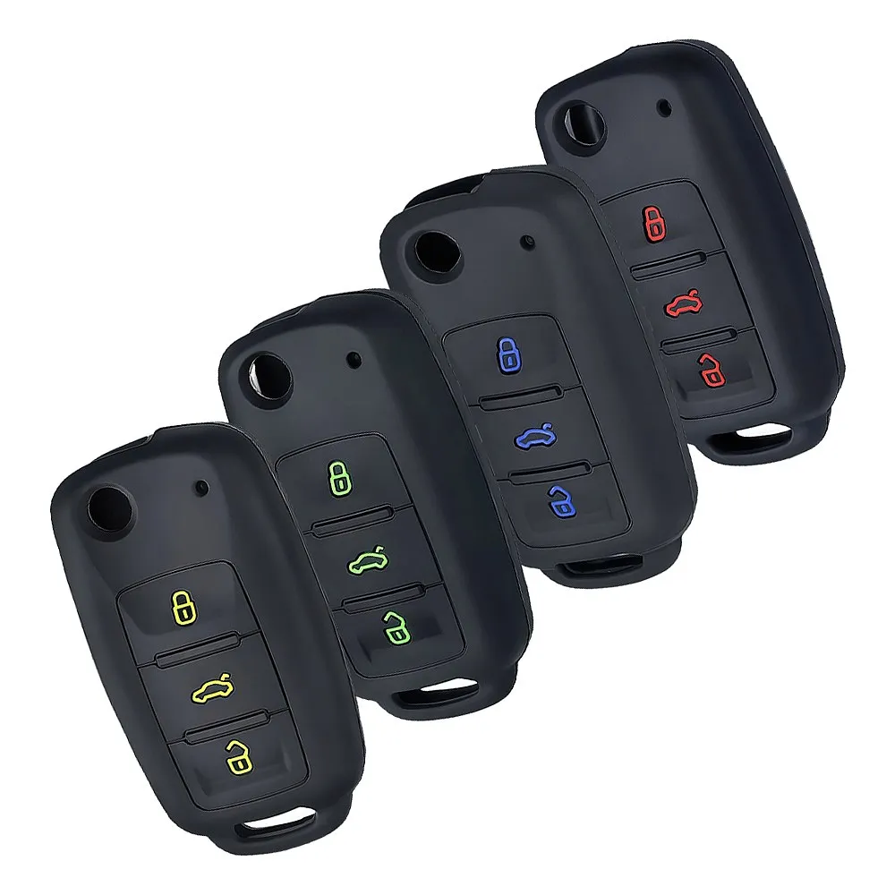 Silicone Car Key Fob Cover Case for Skoda Yeti Superb Rapid Octavia for SEAT Leon Ibiza VW Golf Jetta Polo