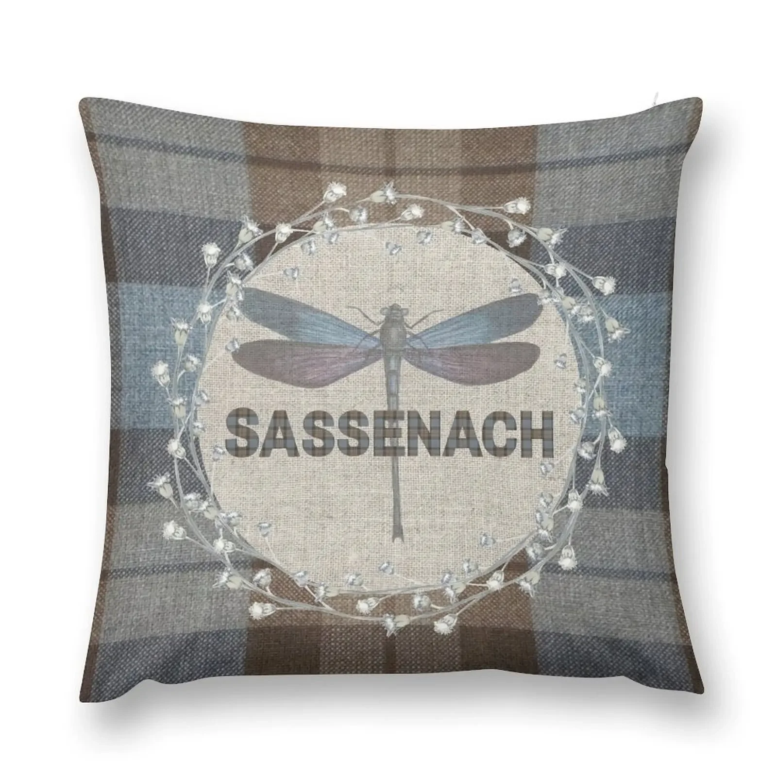 Outlander - Fraser Tartan Kilt - Sassenach Dragonfly and Thistle Throw Pillow anime girl Sofa Cushion Cover pillow