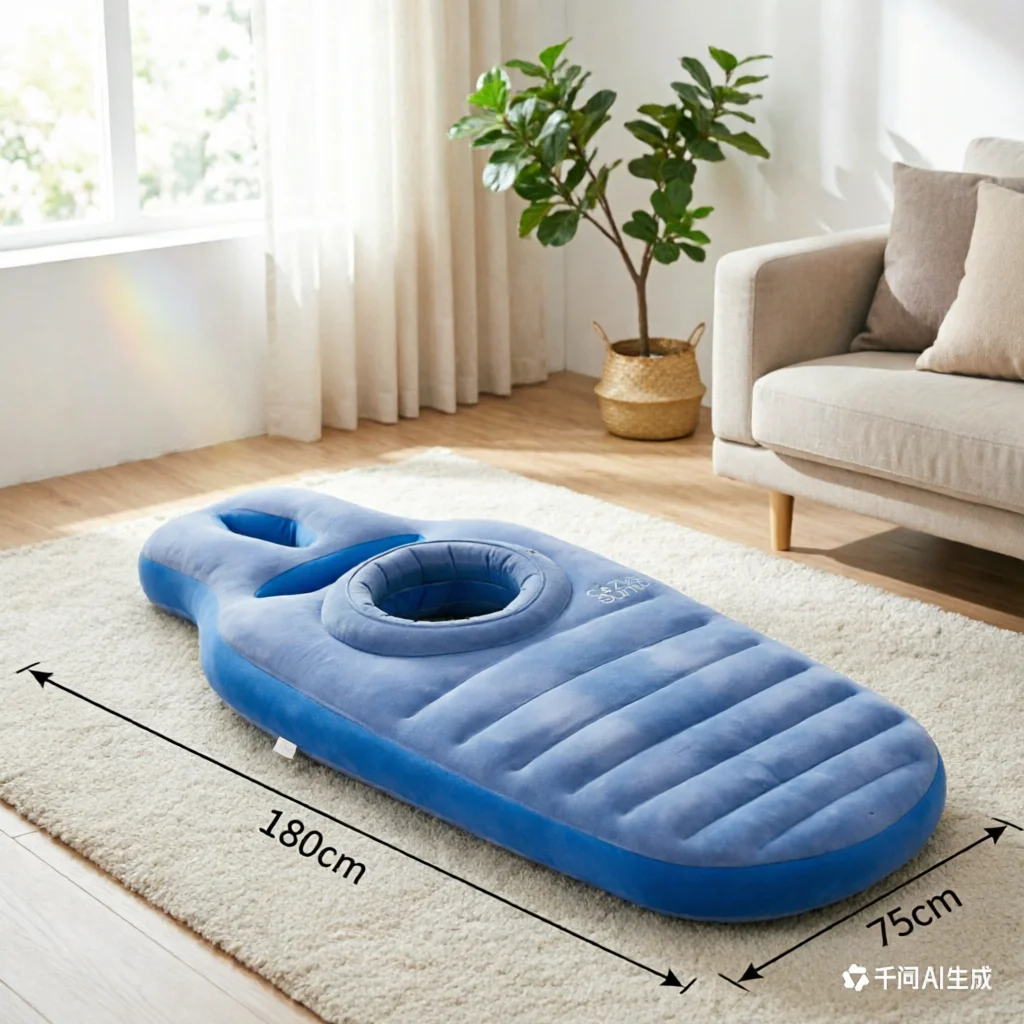 PVC Flocked Inflatable Maternity Bed, Portable Pregnancy Support Cushion with Hole, Soft Air Mattress for Home Travel Spa