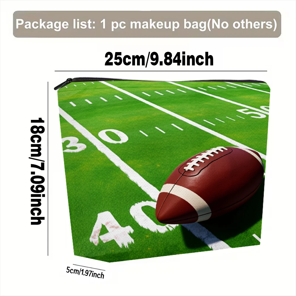Football Field With Ball And Yard Lines Makeup Bags for Girls Cosmetic Pouch Toiletry Bag Pencil Case Travel Storage