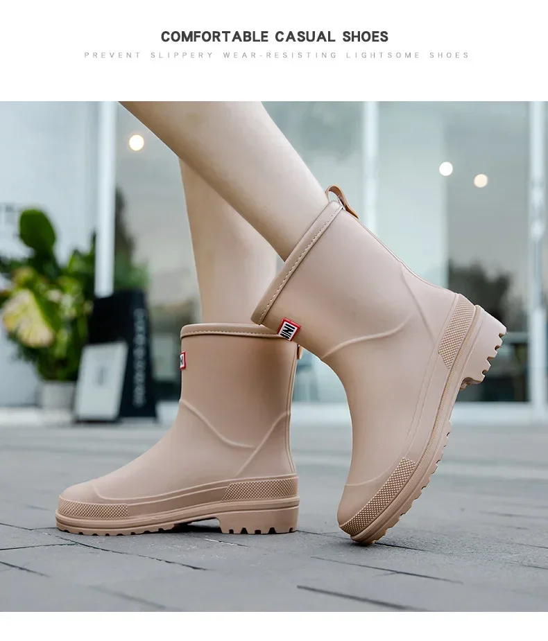 Kurze Regenstiefel für Damen, rutschfeste PVC-Wasserschuhe, wasserdichte Outdoor-Schuhe, modische Damen-Wasserstiefel – Detail 17