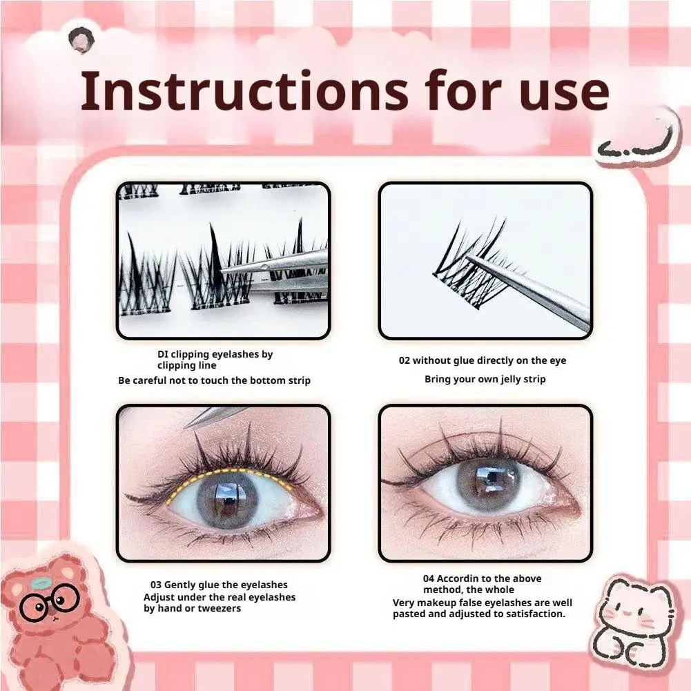 Sztuczne rzęsy bez kleju, czarne rzęsy z paskiem, kolczaste, rozszerzające się w promieniach, samoprzylepne, naturalne rzęsy krzyżujące się dla efektu szerokich oczu, D E7P9