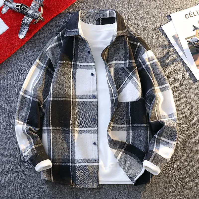 

Мужская клетчатая рубашка на весну-осень, свободная повседневная рабочая одежда, тонкая верхняя одежда с длинными рукавами, удобная, дышащая, износостойкая, повседневная...