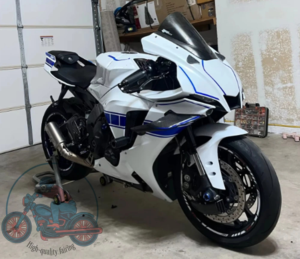 Hochwertiges neues ABS-Vollverkleidungsset passend für YAMAHA R1 2020 2021 2022 2023 2024 Karosserieset Custom Weiß Blau