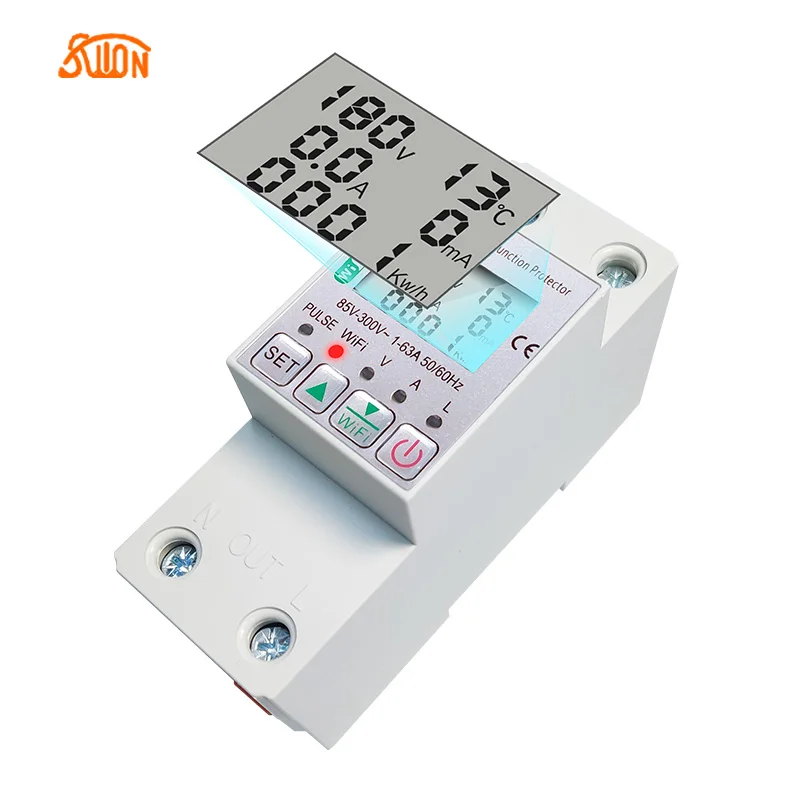 TUYA 63A 110V 220V smartlife WIFI Energy Meter Kwh Metering switch Timer with voltage current and leakage protectio