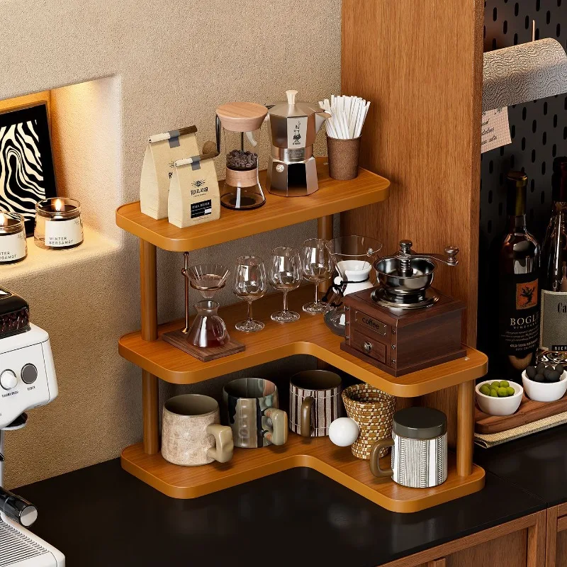 Corner Desktop Shelves Home Tea Room Cup Holder Study Finishing Display Rack Kitchen Multi-layer Storage Shelf Fridge Organizer