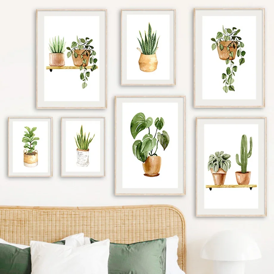 

Nordic Posters and Prints for Living Room Decor, Cactus, Tiger, Pilan, Monstera, Green Plants, Canvas Paintings, Wall Art