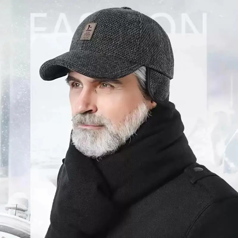 

Warm Fleece Baseball Cap Middle Aged And Elderly Ear Protection Autumn Winter Adjustable Thick Earmuffs Hat Sport Golf Hats