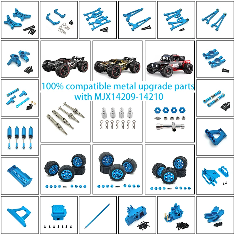 MJX Hyper Go 14210/14209 H14BM RC piezas de mejora de coche-taza de dirección de Metal juego de brazo oscilante superior e inferior soporte de torre de choque poste de cuerpo
