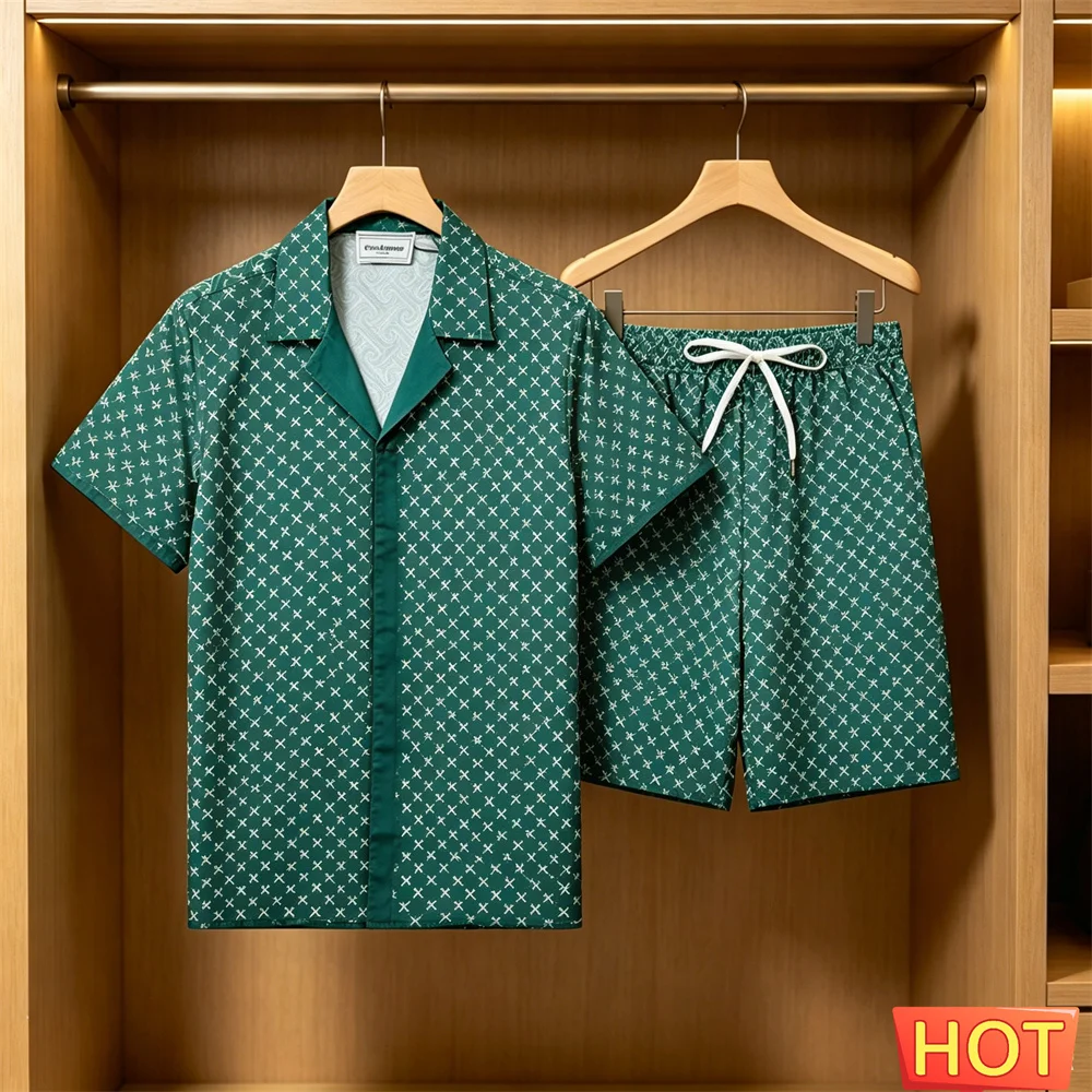 Men's Summer Suit Daily Casual Short Sleeve Tee Tops +Shorts 2 Piece Outfit Fashion Loose Shirts Sets Street Hip Hop Men Clothes view 4