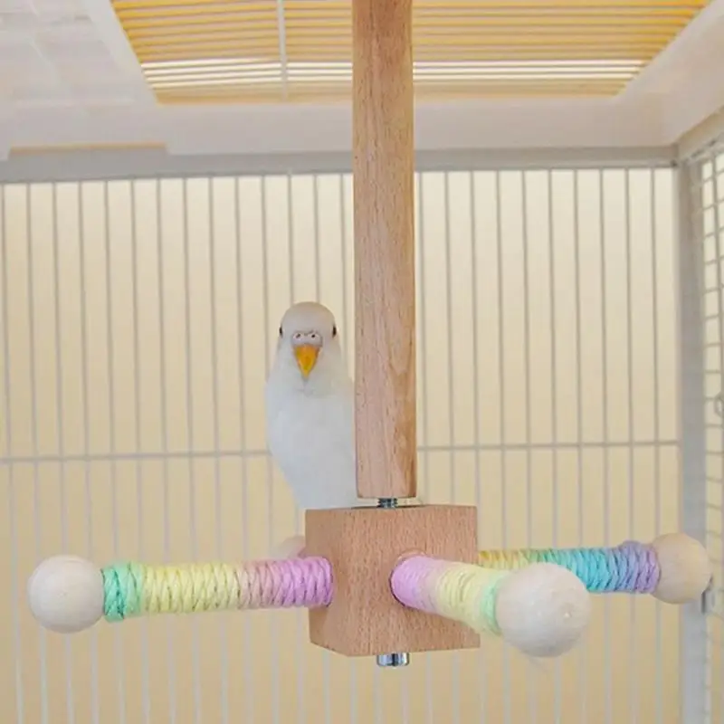 Bird Perches For Cage Parakeet Perches 360 Degree Rotating Wooden Toys For Indoor Cages Outdoor Aviaries Travel Carriers Chicken