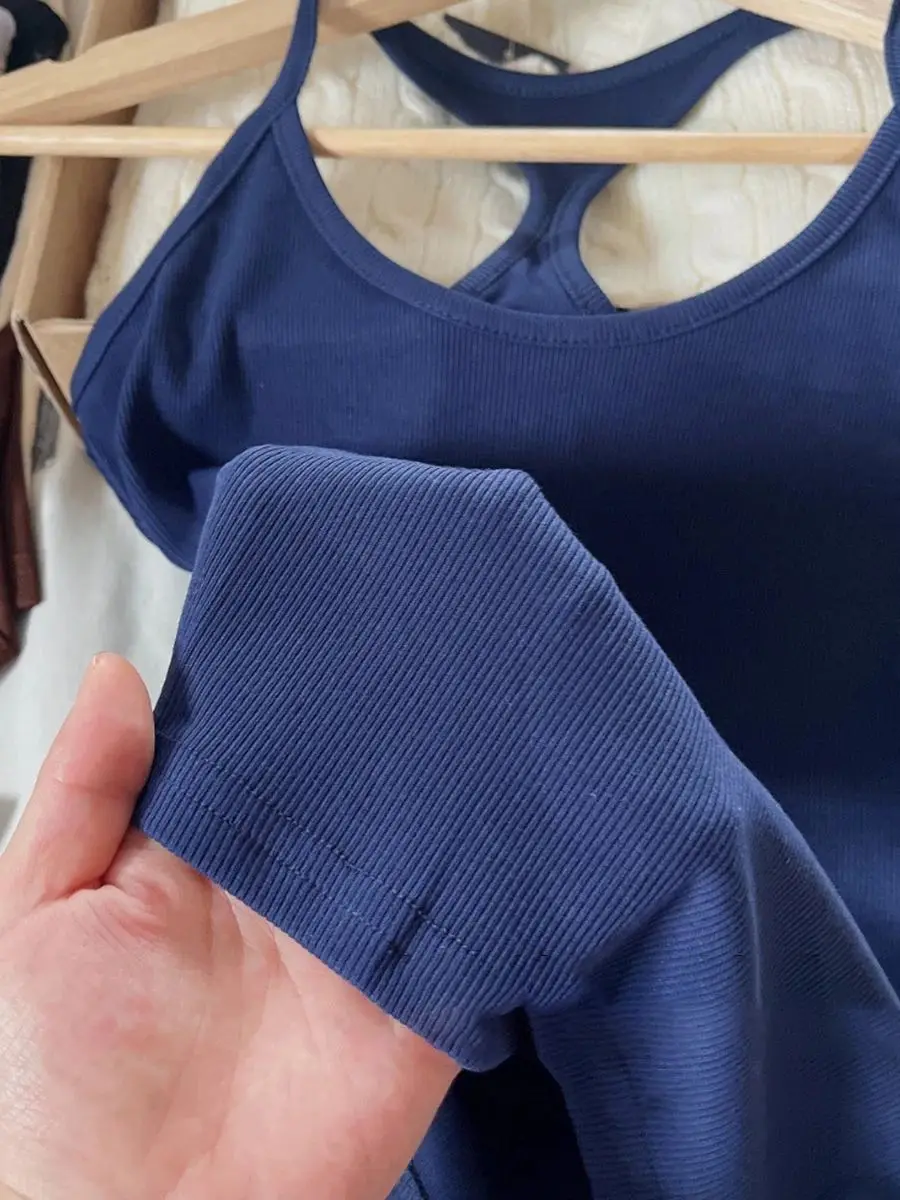 American Vintage Navy Ribbed Tank Tops Women Summer U Neck Sleeveless Backless Cotton Basic Vests Solid Simple Slim Y2k Crop Top