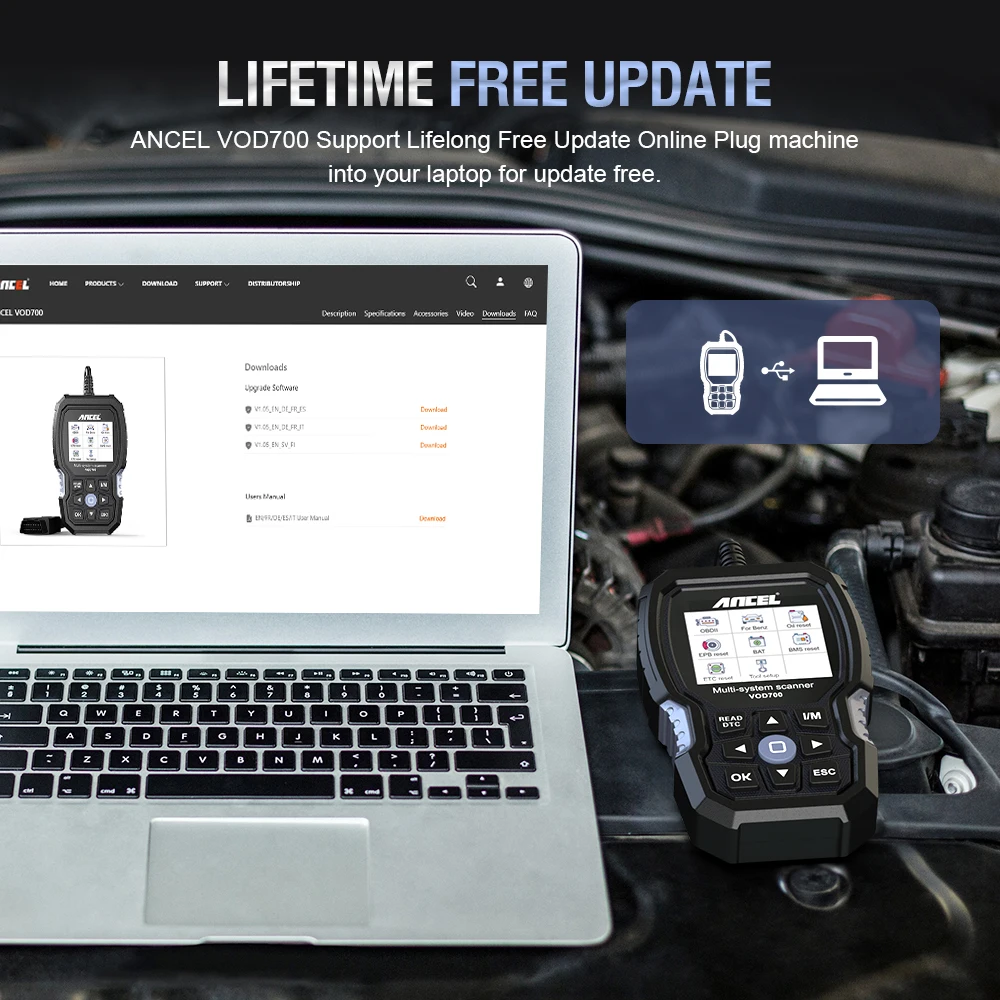 الماسح الضوئي للسيارة لـ Volvo ، نزيف ABS ، زيت الحاقن ، إلخ ، BMS ، EPB ، TPMS ، 24 ، إعادة الضبط ، جميع أدوات التشخيص التلقائي للنظام ، VOD700