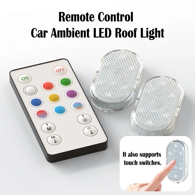

4x Multifunction Oval USB Powered Car Roof Ambient Light LED Strip with Touch Control & Remote for Reading